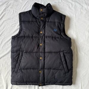Fred Perry Black Puffer Vest S Navy Blue